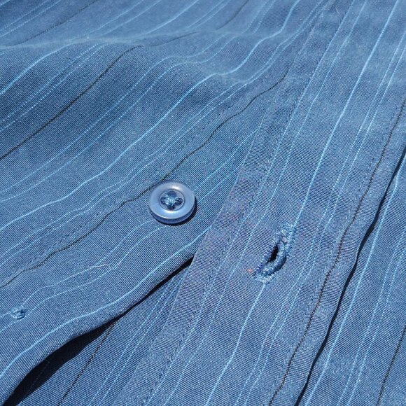 QUINCY Men's Button Up Short Sleeve Steel Blue Size Large - Picture 6 of 6